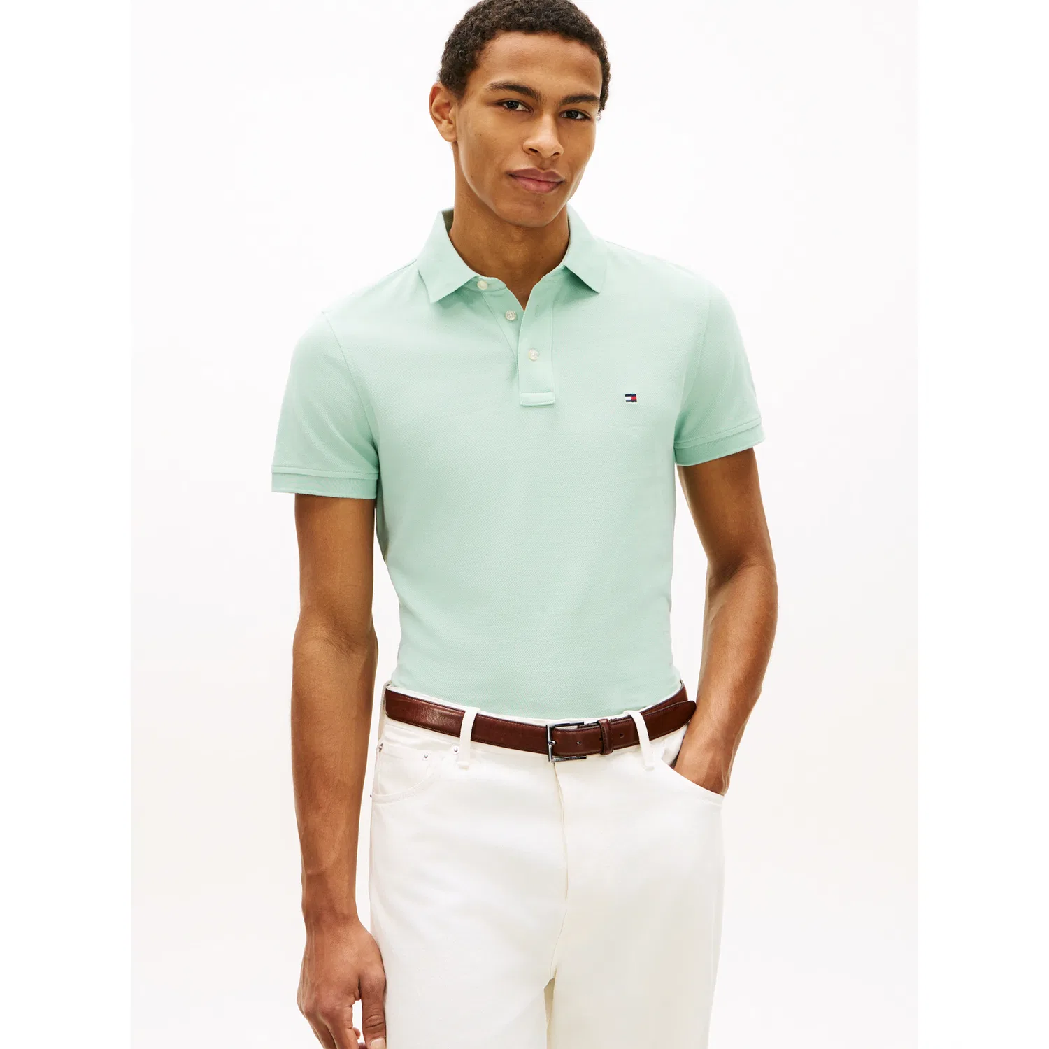 Мужское классическое поло с логотипом Tommy Hilfiger, Crushed Mint
