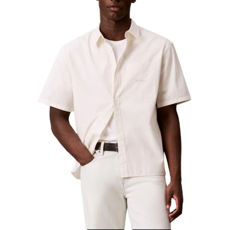 Рубашка повседневная, однотонная, Calvin Klein, Ecru
