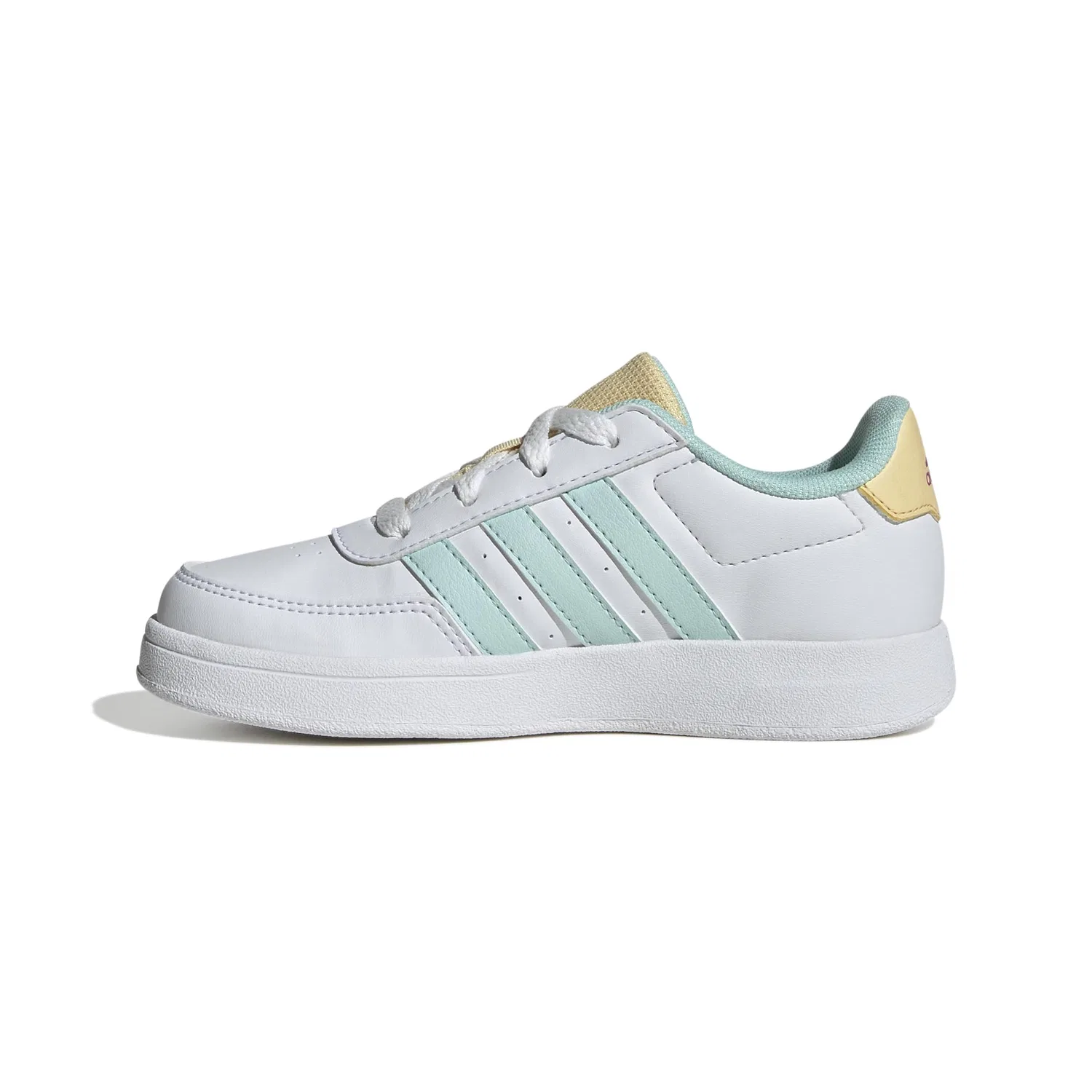 Детские кроссовки для мальчиков без шнуровки Breaknet Lifestyle Court Lace Adidas, Cloud White Semi Flash Aqua Orange Tint — фото 4