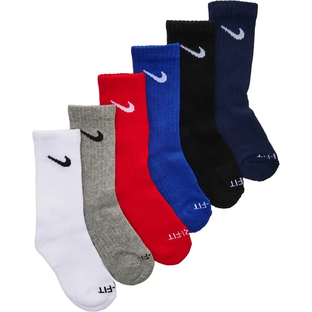 Набор из 6 детских носков размера XS с мягкой подкладкой Nike, Multi