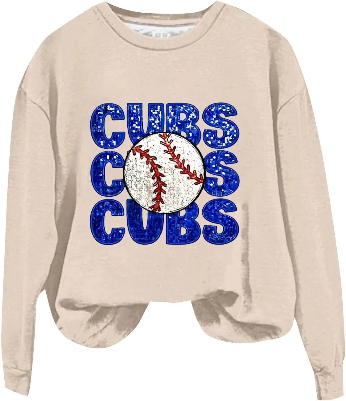 Женский свитшот с принтом Baseball Mom, Cubs, бежевый