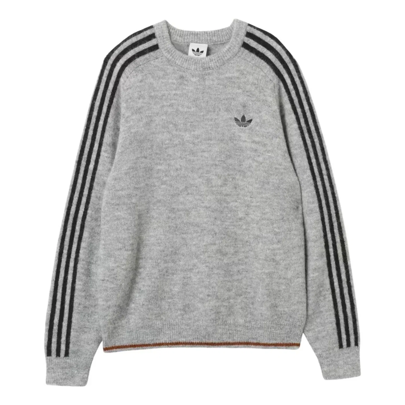 Мужская футболка Three Stripes Fluffy Knit Sweatshirt Asia Sizing 'Medium Grey Heather' adidas, Medium Grey Heather