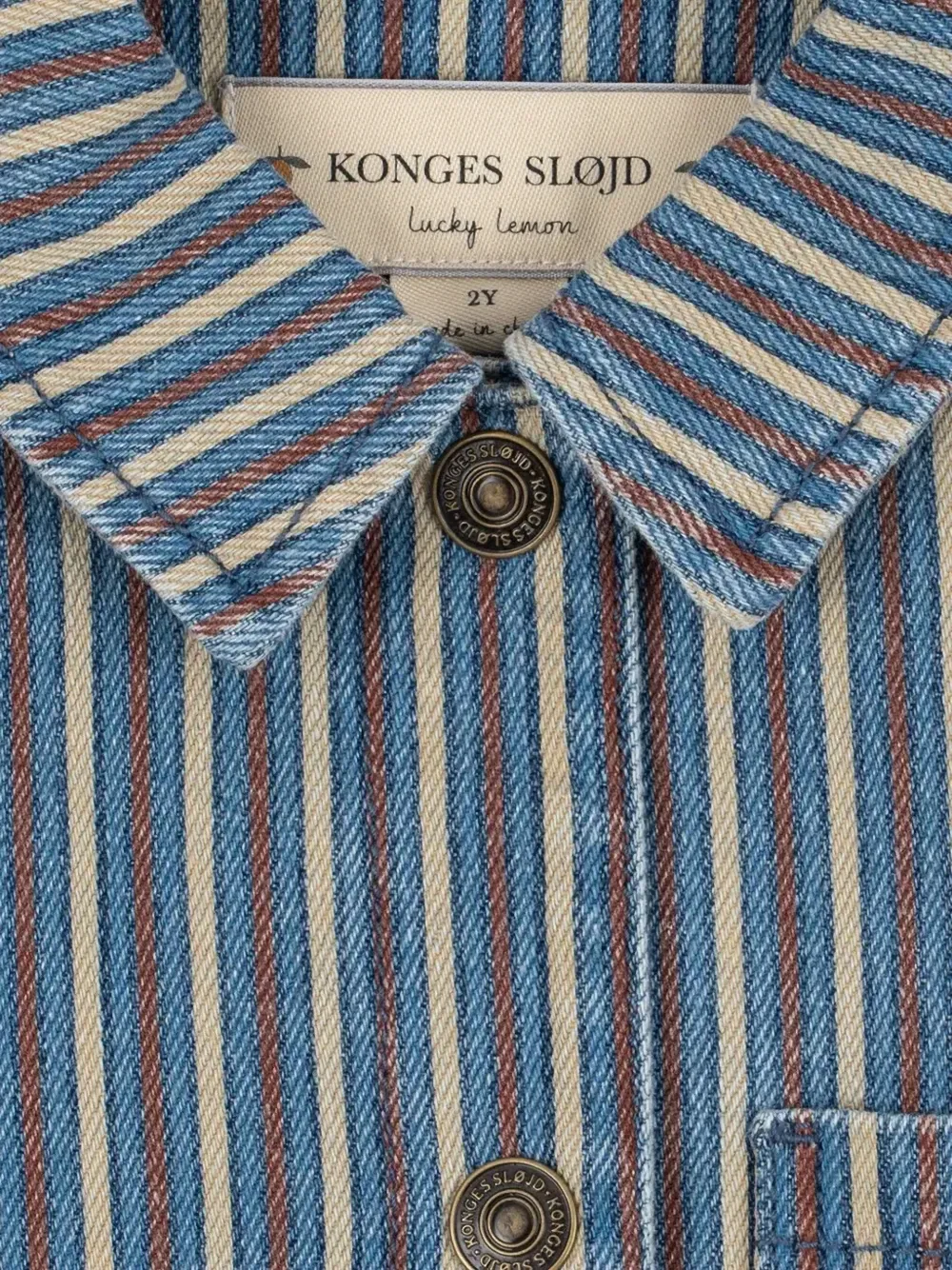 Джинсовая рубашка в вертикальную полоску Magot Konges Sløjd, синий — фото 3