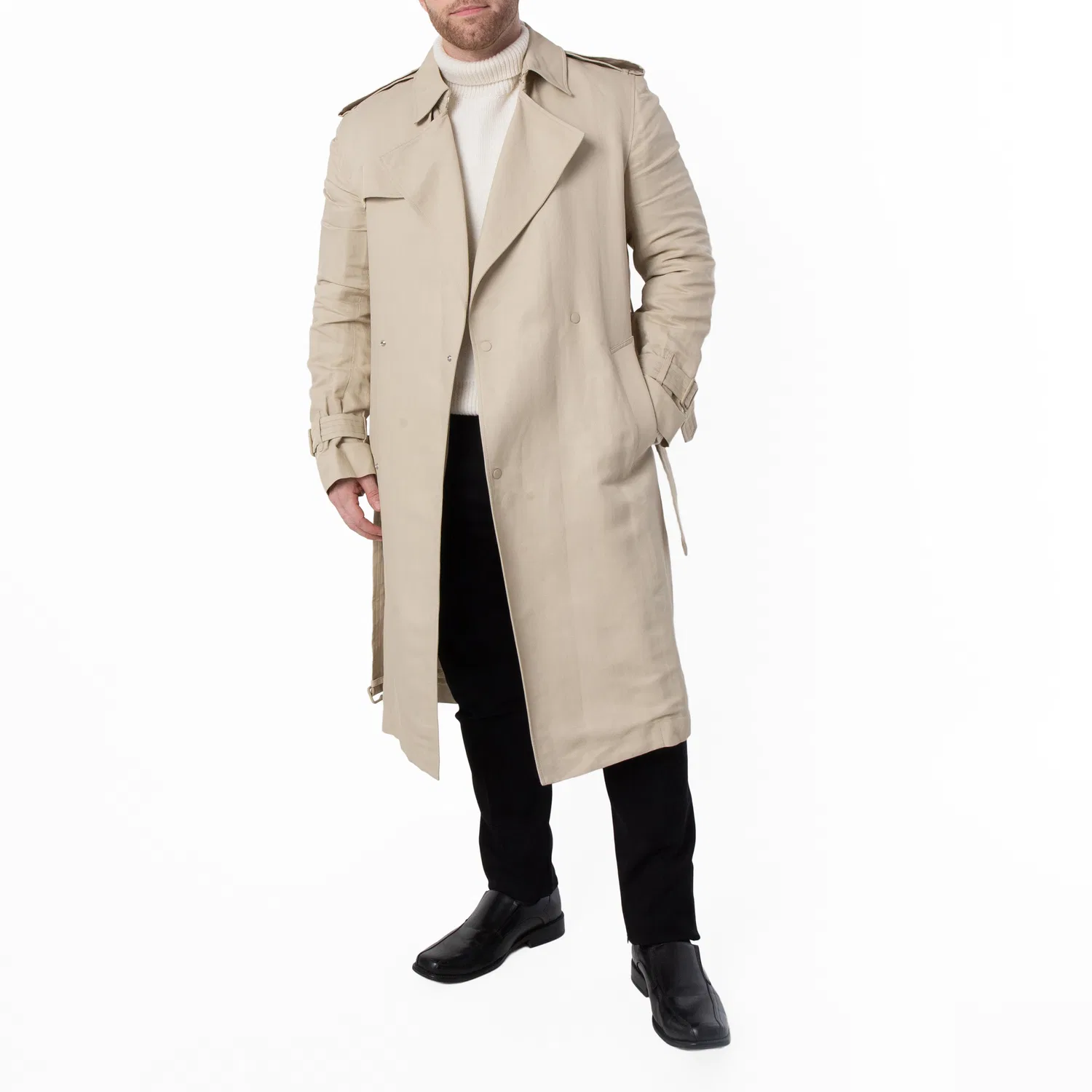 Пальто-тренч из трикотина Long Tricotine Trench Coat Burberry, Oat