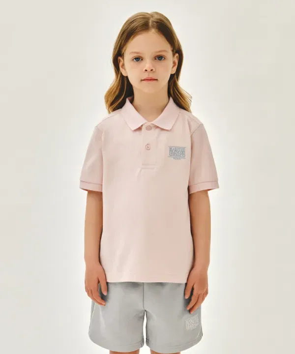 Футболка с коротким рукавом классический логотип Marithé Kids, светло-розовый
