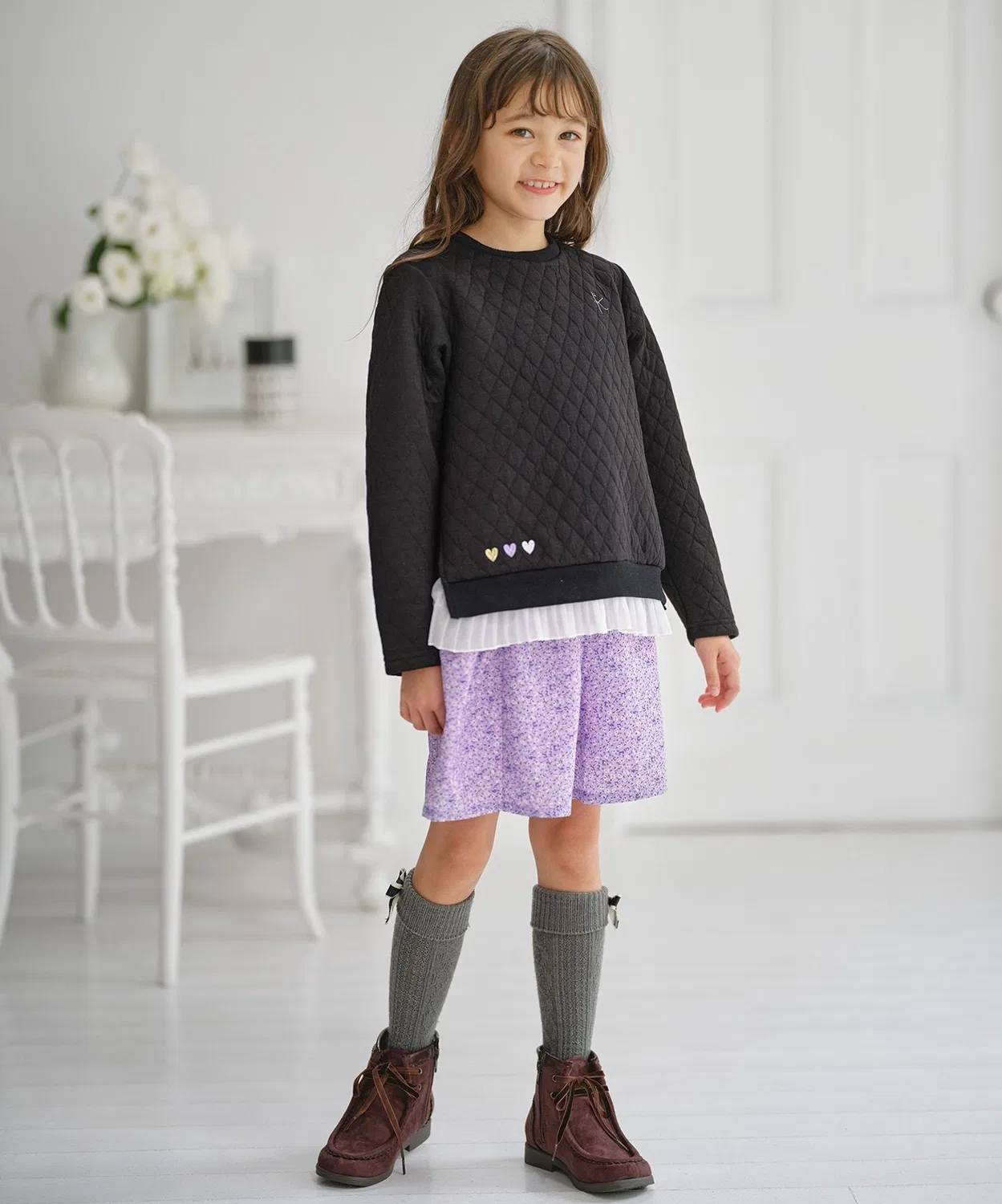 Детские шорты-юбка с принтом Tiny Rose Kumikyoku KIDS, Lilac — фото 4