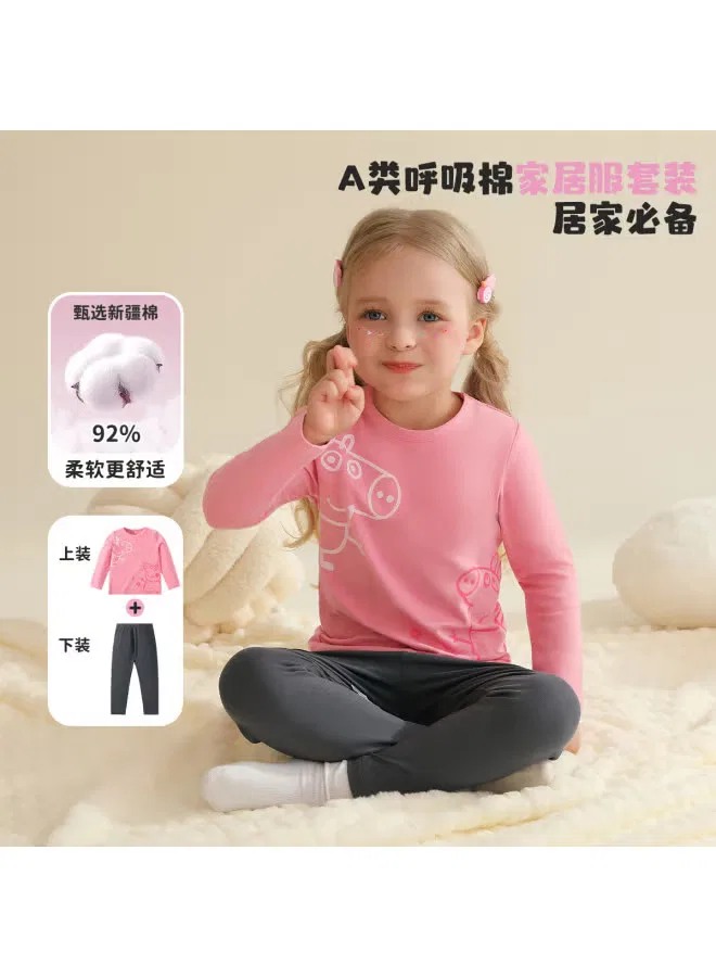 Комплект белья с мультяшным принтом Peppa Pig, розовый — фото 2