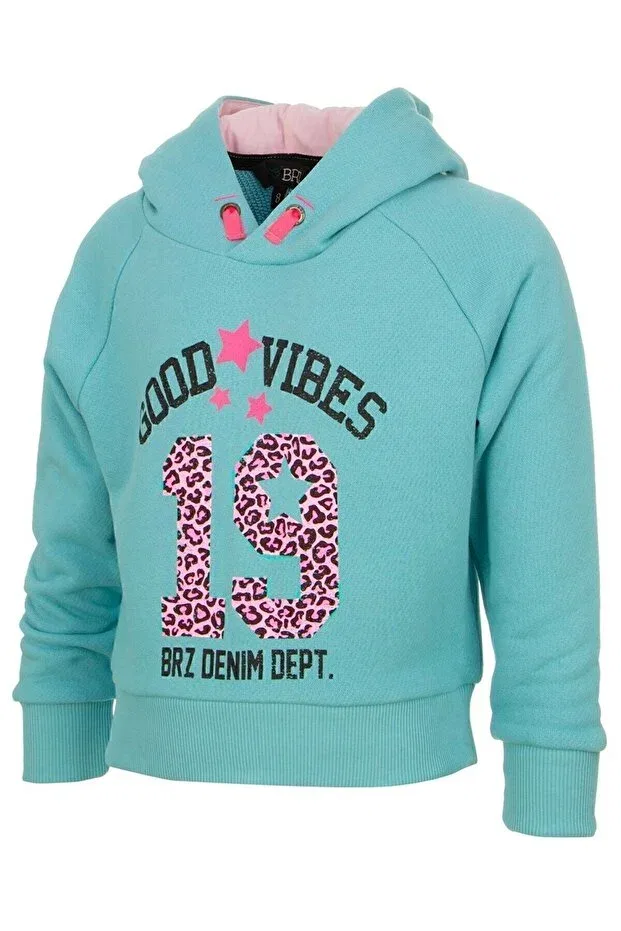 Детское худи для девочек хлопковое Brz Kids, Aqua Green — фото 3