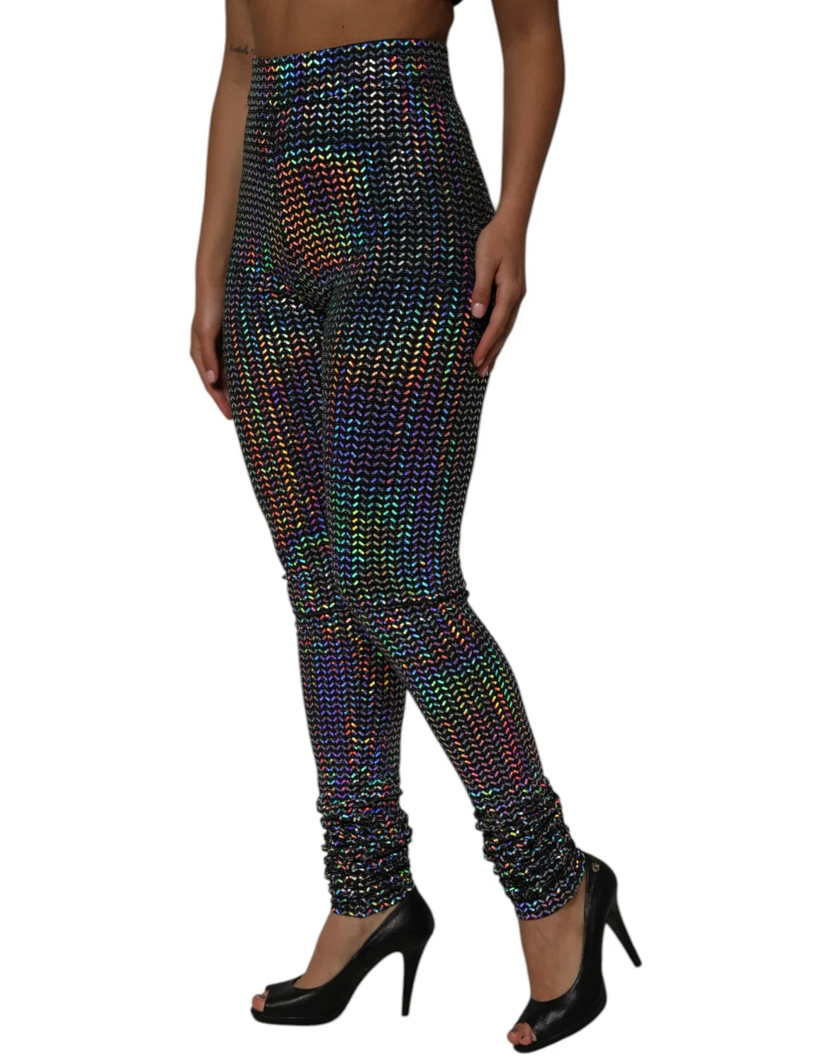 Женские леггинсы с блестками и пайетками Multicolor Sequined Leggings Trouser Pants Dolce & Gabbana, Multicolor — фото 3