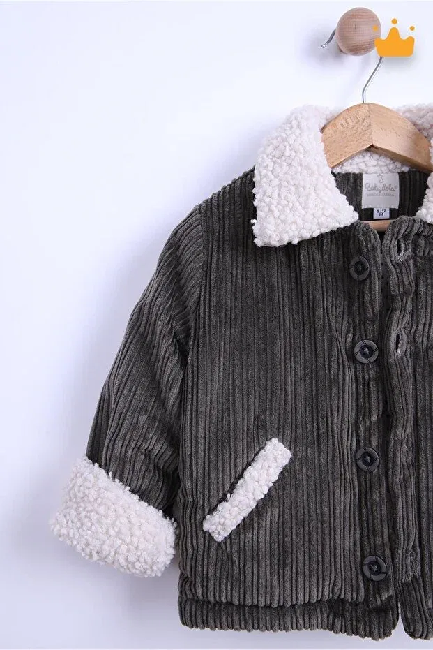 Детское пальто для девочек с капюшоном Bomber Coat Babyhola, Anthracite — фото 3