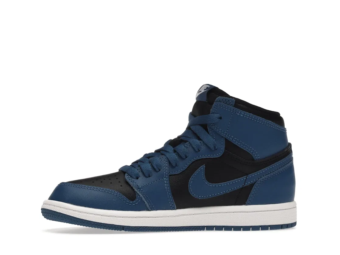 Детские кроссовки с двухцветным дизайном Jordan 1 Retro High OG Dark Marina Blue Jordan, Dark Marina Blue/Black-White — фото 3