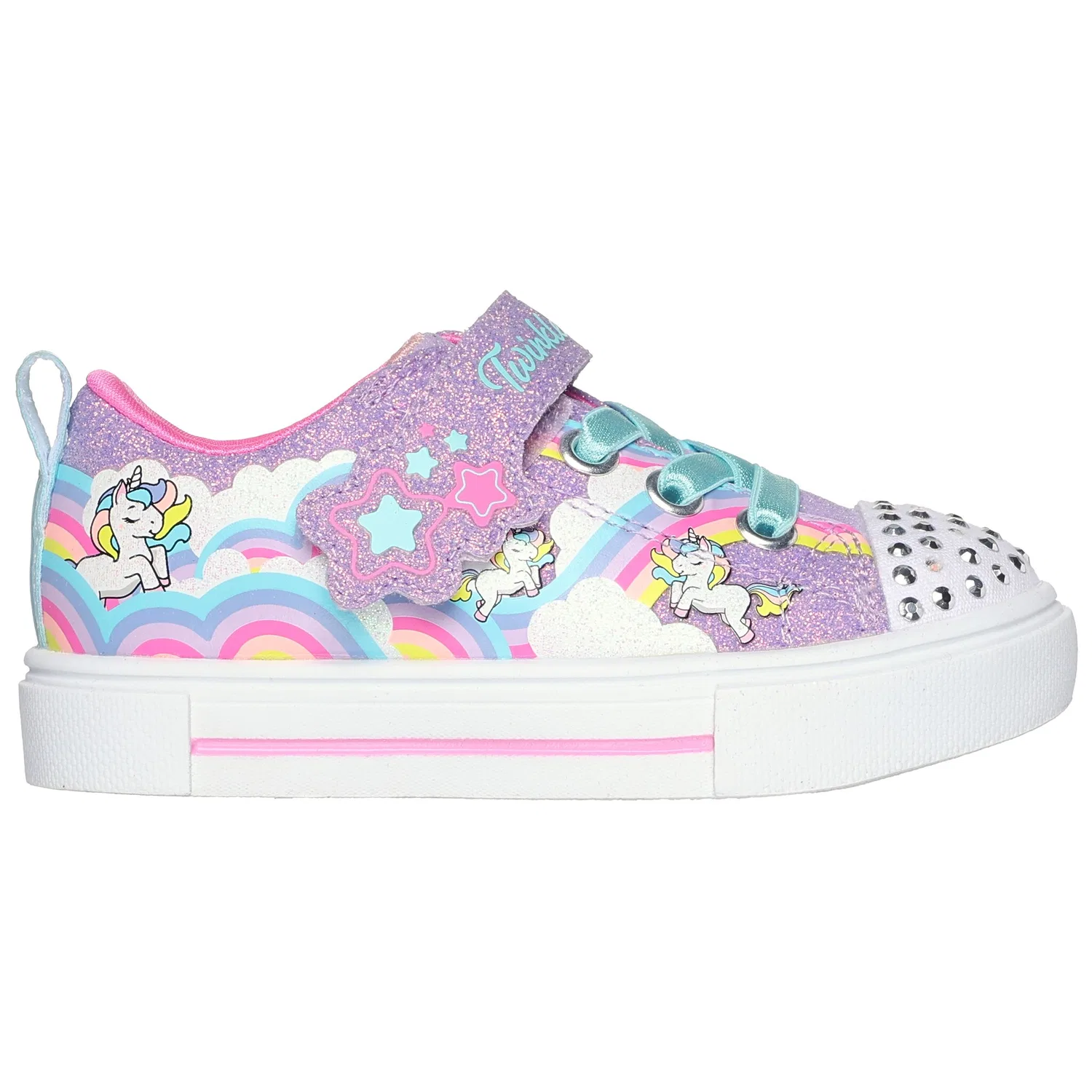 Детские кроссовки для первых шагов с подсветкой Skechers, Lavender Multi — фото 4