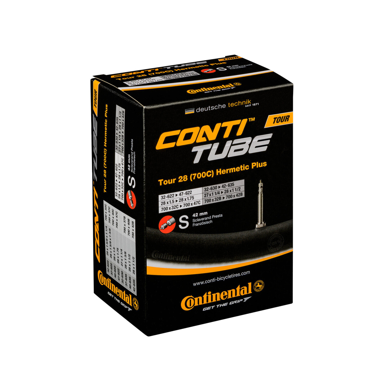

Тур 28 дюймовая трубка Hermetic Plus 42 мм Presta CONTINENTAL, черный / черный / черный