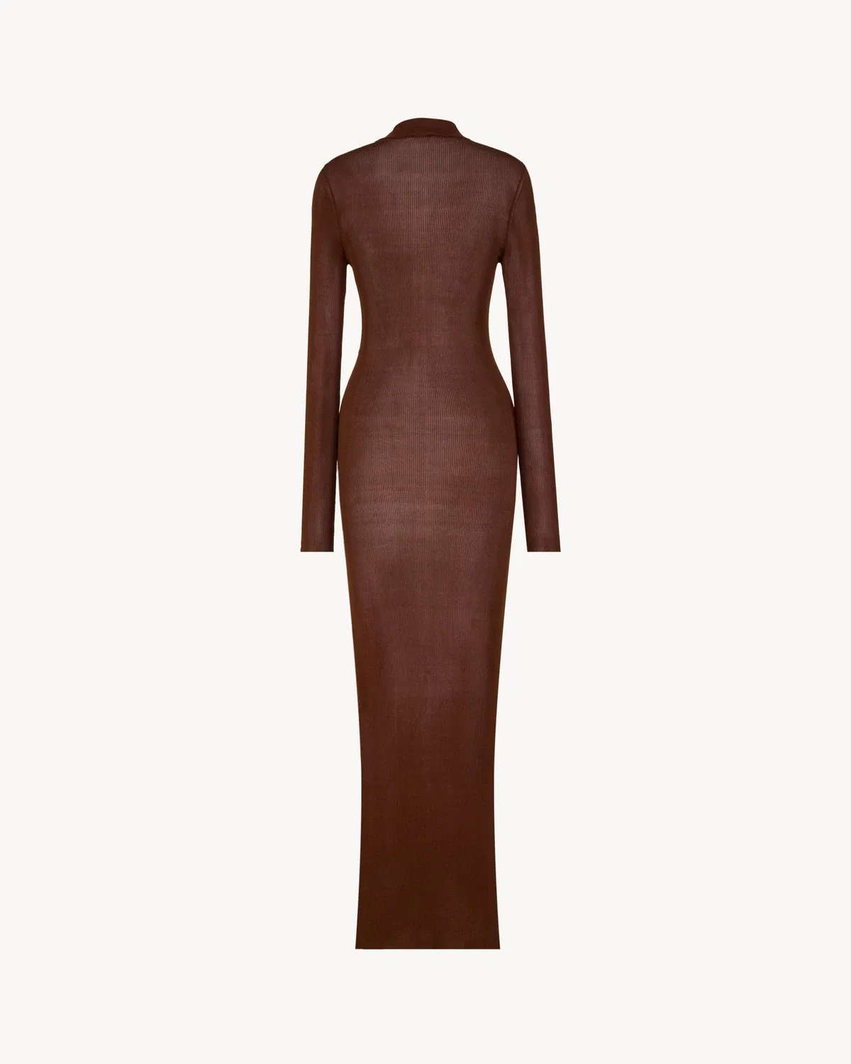 Платье с воротником-стойкой Cassandre из шелка, Saint Laurent, коричневый — фото 2