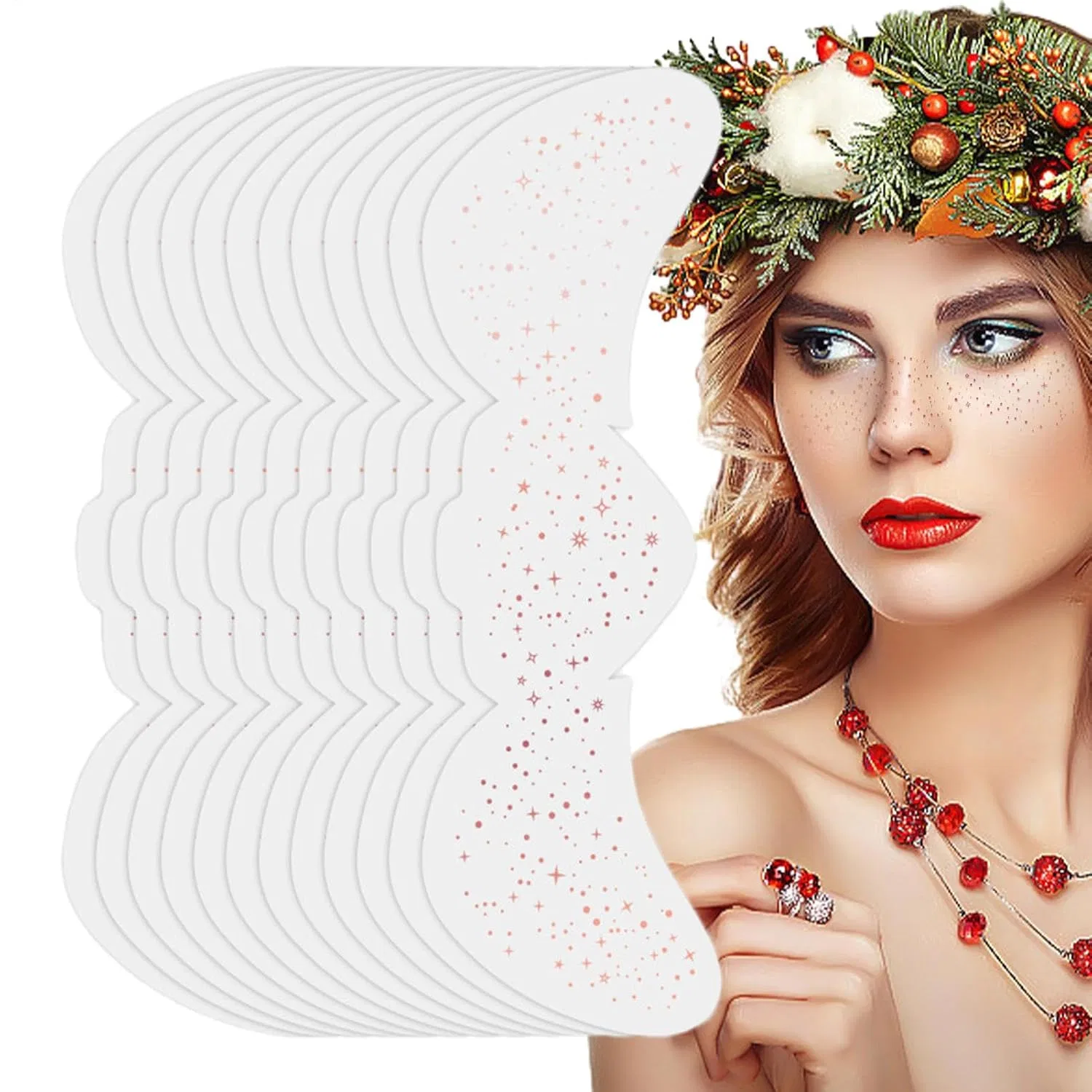 Набор светящихся водонепроницаемых блестящих веснушек для лица Make-up Patches, 1 шт, Roségold Generisch