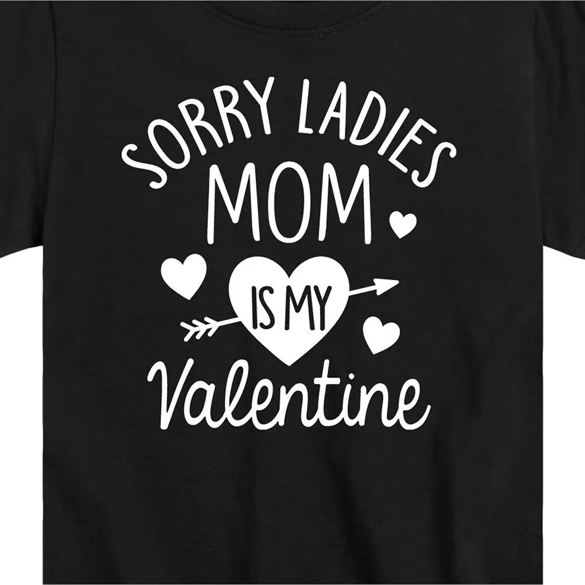 Детская футболка с коротким рукавом с принтом Sorry Ladies Mom Is My Valentine Instant Message, Black — фото 2