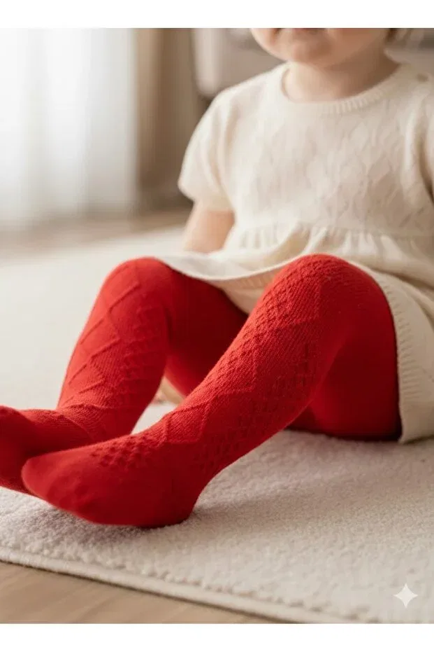 Детские колготки для девочек с узором Love Maxx, Red