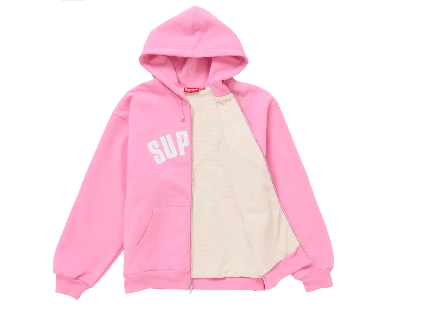 Мужская худи на молнии с капюшоном утепленная Arc Thermal Zip Up Hooded Sweatshirt Supreme, Pink — фото 2