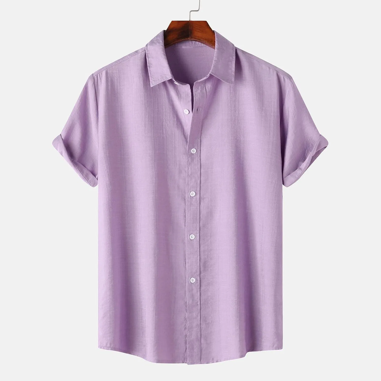 Мужская рубашка с коротким рукавом из текстурированного хлопка, Purple — фото 3