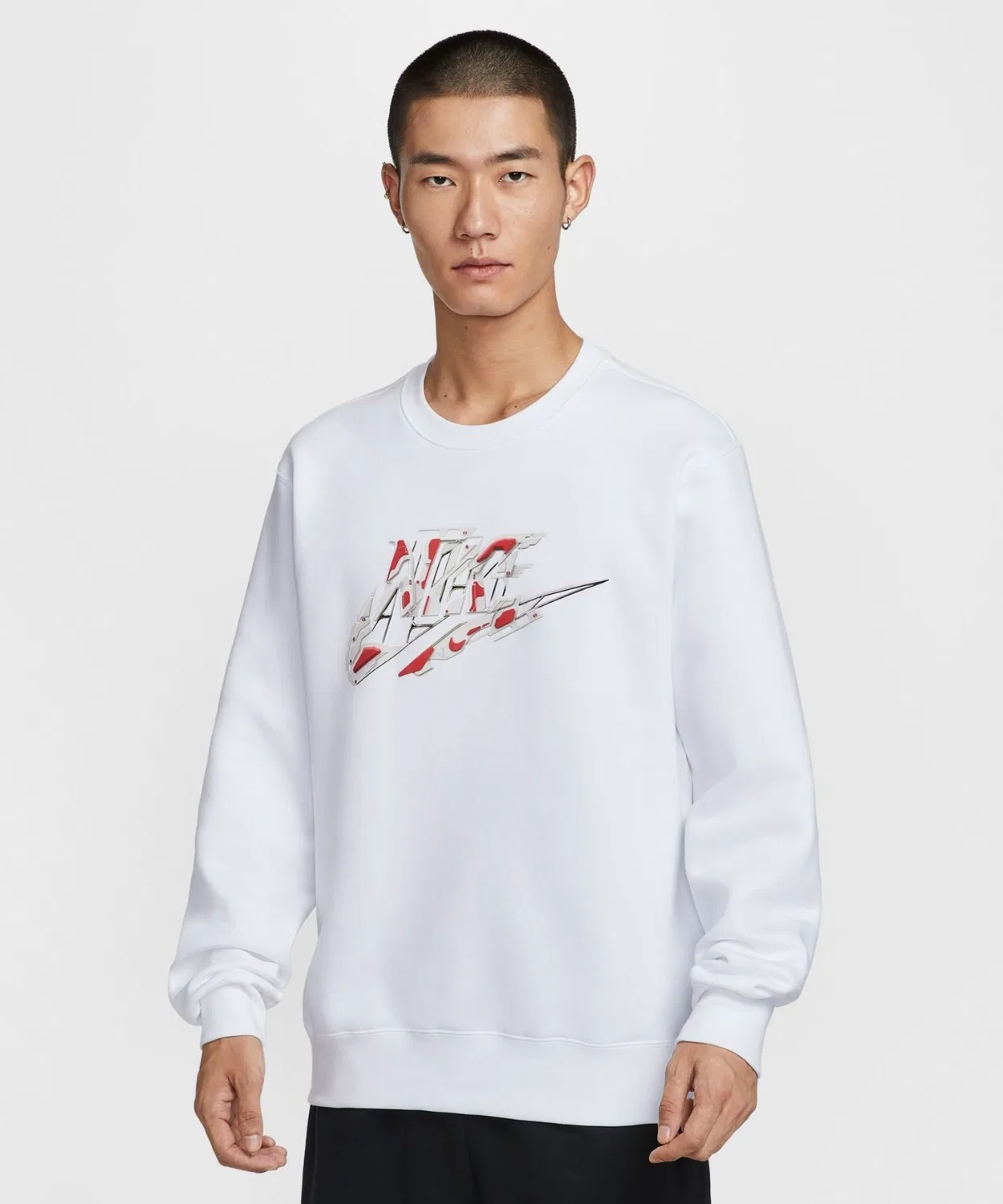 Мужской свитшот с длинным рукавоми принтом NIKE Club BB Crew L/S Top MECHA, White