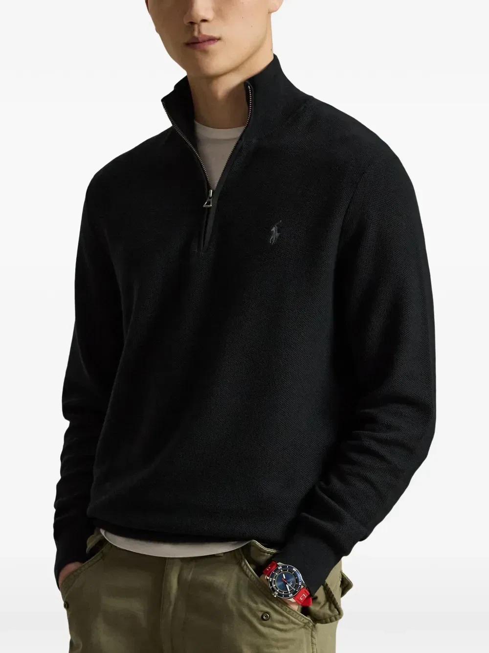 Свитер с ворником на молнии Polo Ralph Lauren, черный — фото 3