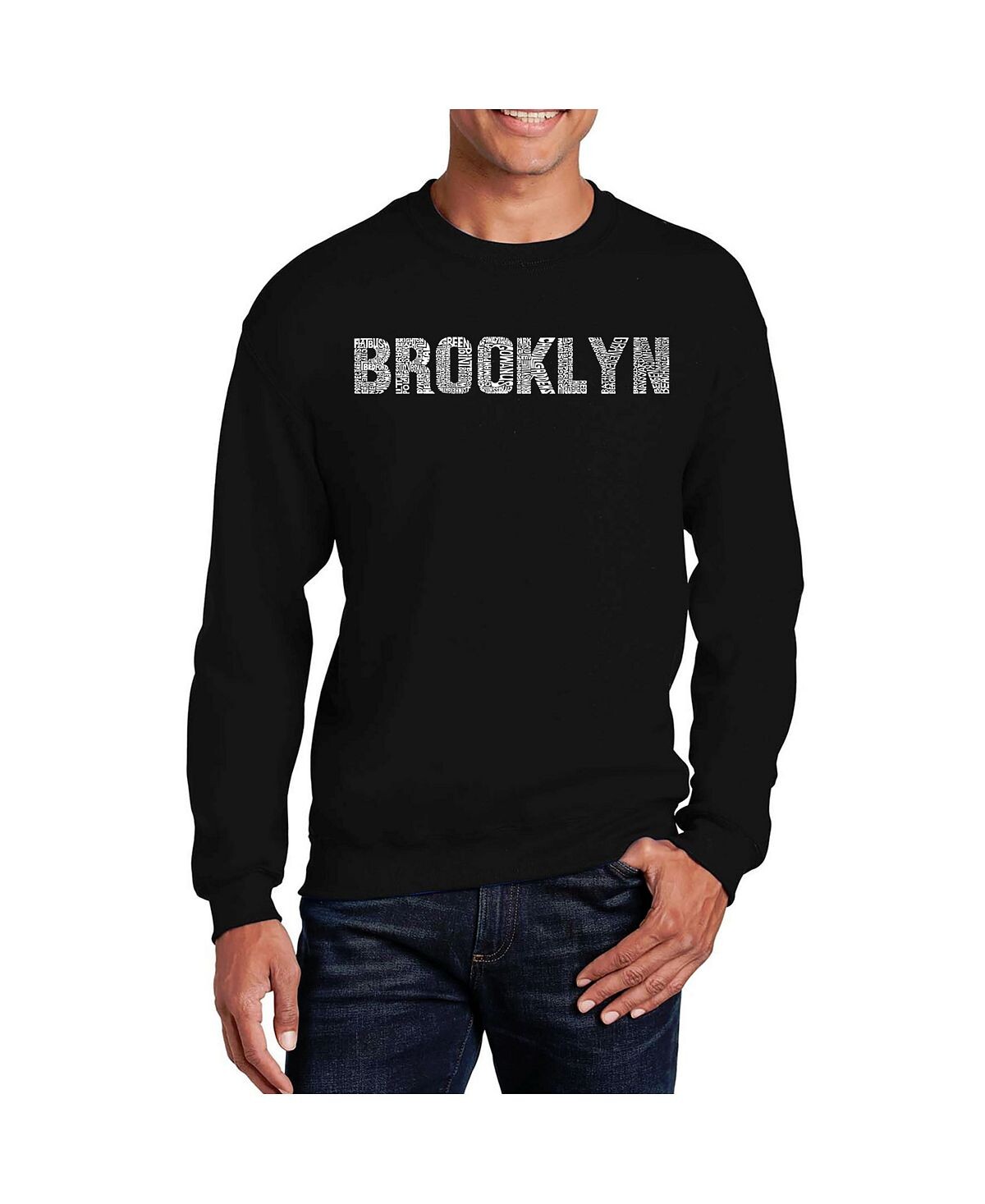 

Мужская толстовка с круглым вырезом и надписью word art brooklyn neighborhoods LA Pop Art, черный