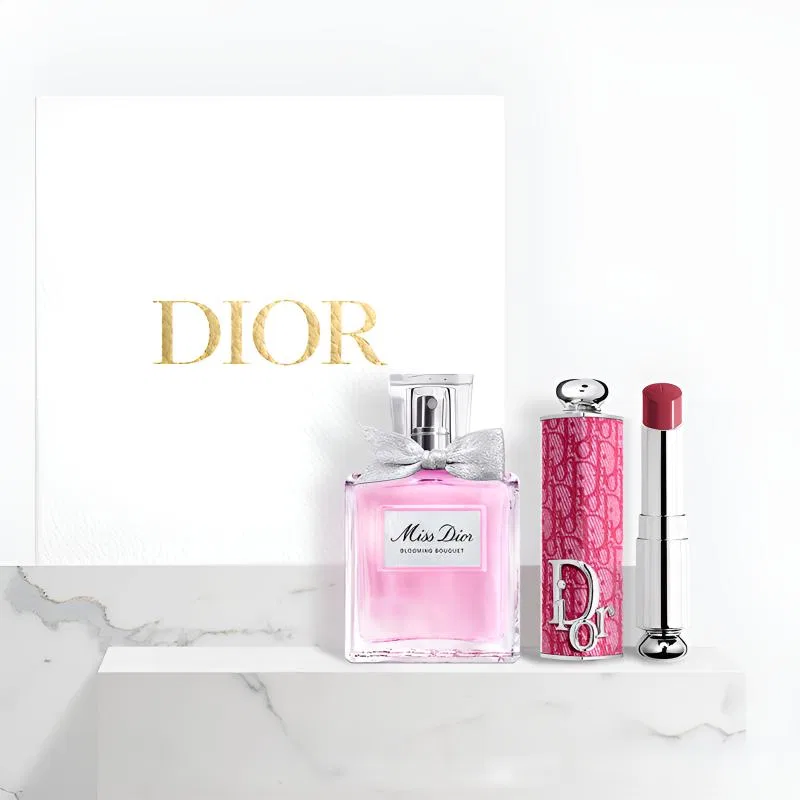 Женский парфюмерный набор Miss Dior Floral Eau De Parfum 30 мл с пудрой и губной помадой, DIOR, Fuchsia Print Shell — фото 4