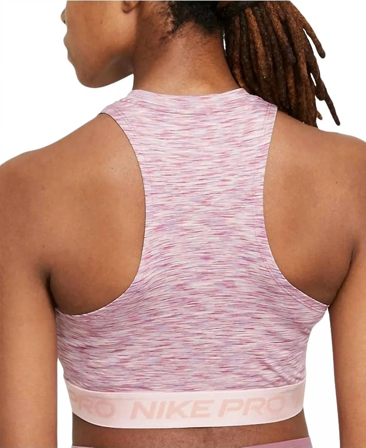Женская укороченная майка без рукавов Pro Space Dye Crop Tank Top Nike, Pink Glaze — фото 2