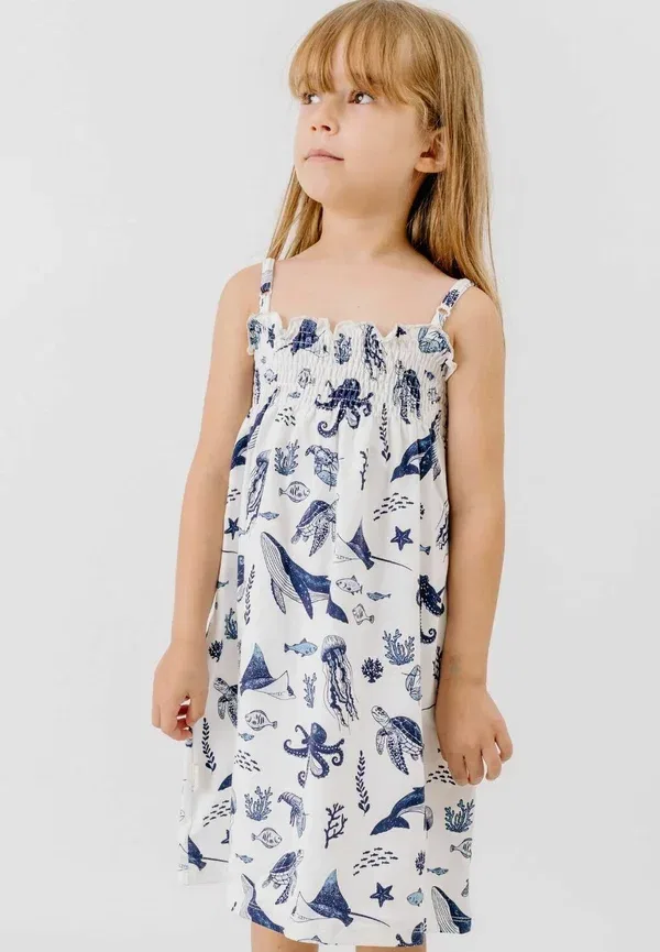 Платье с принтом Underwater world-sleeveless dress Walkiddy, белый