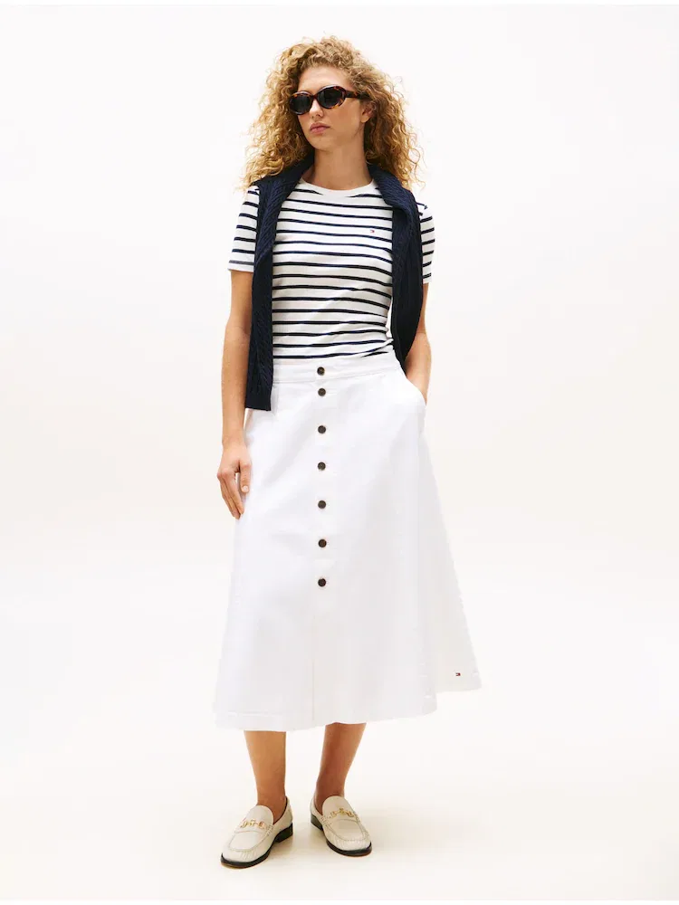 Футболка хлопковая Slim Fit TOMMY HILFIGER, Ivory — фото 2