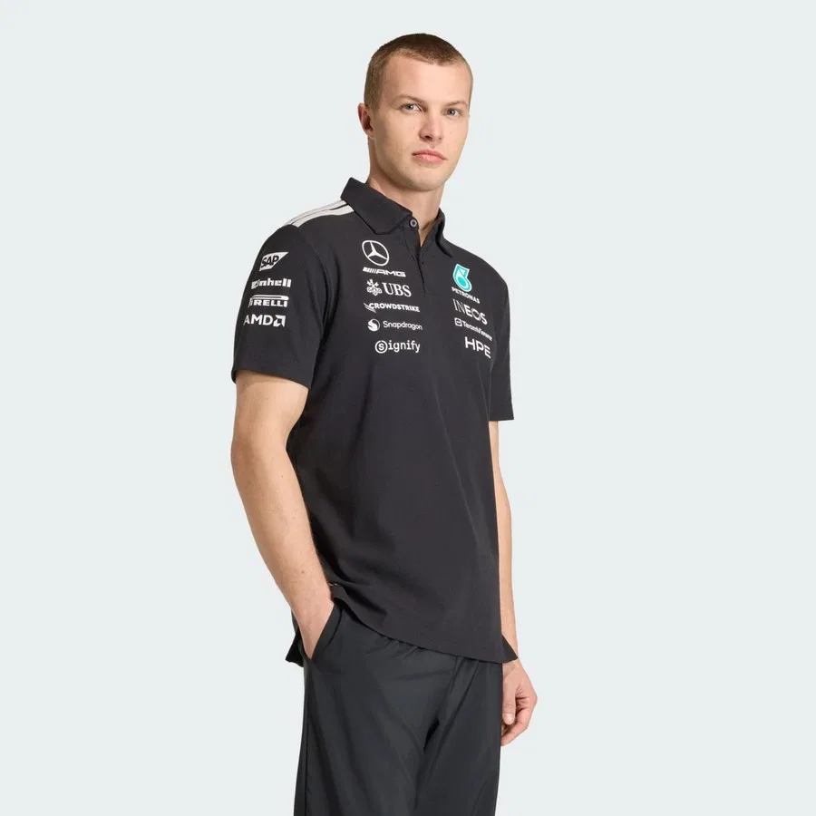 Поло с длинным рукавом Mercedes-AMG Petronas Formula 1 Team Engineers adidas, Черный