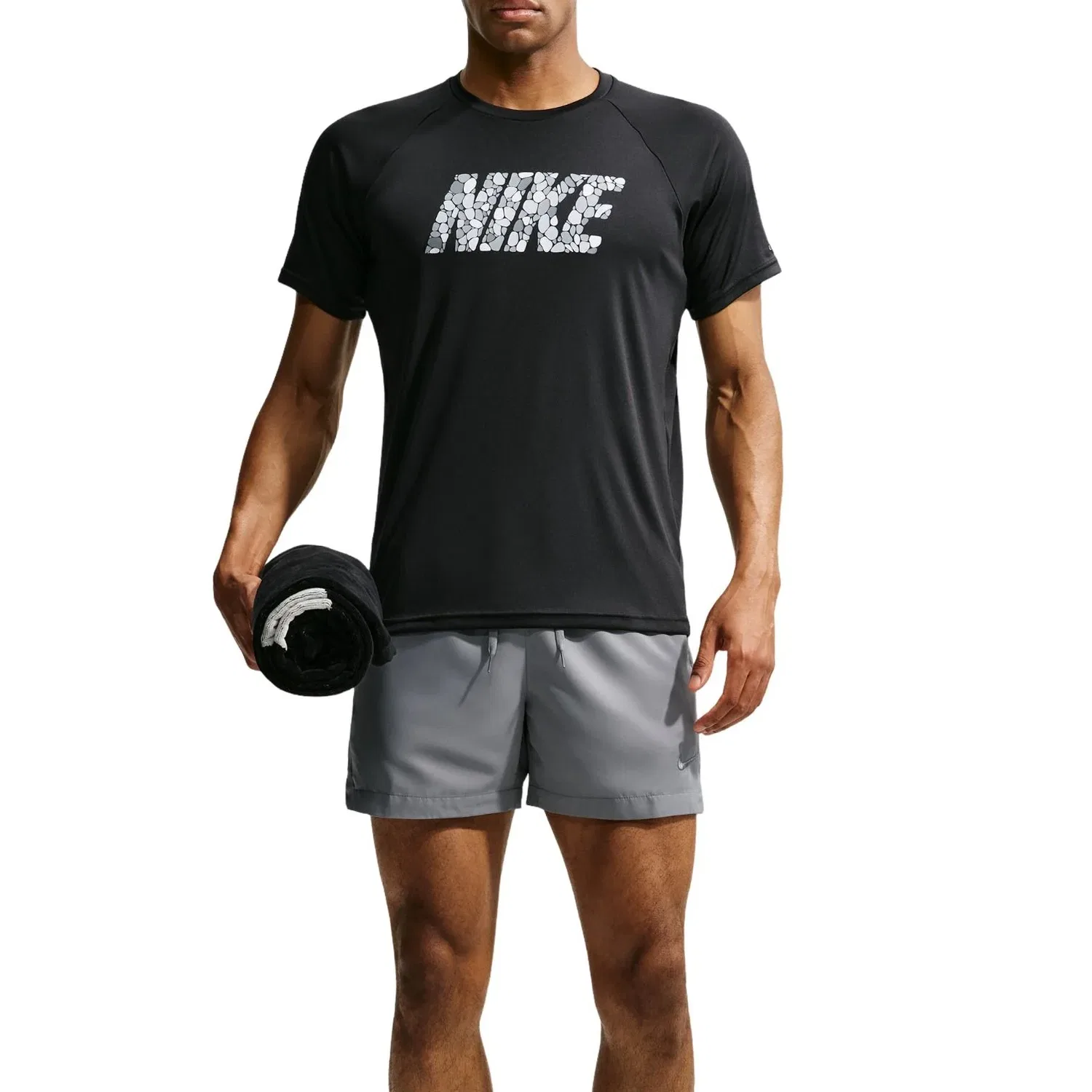 Мужская футболка Swim Hydroguard Dri-FIT UV T-Shirt 'Black' Nike, черный — фото 3