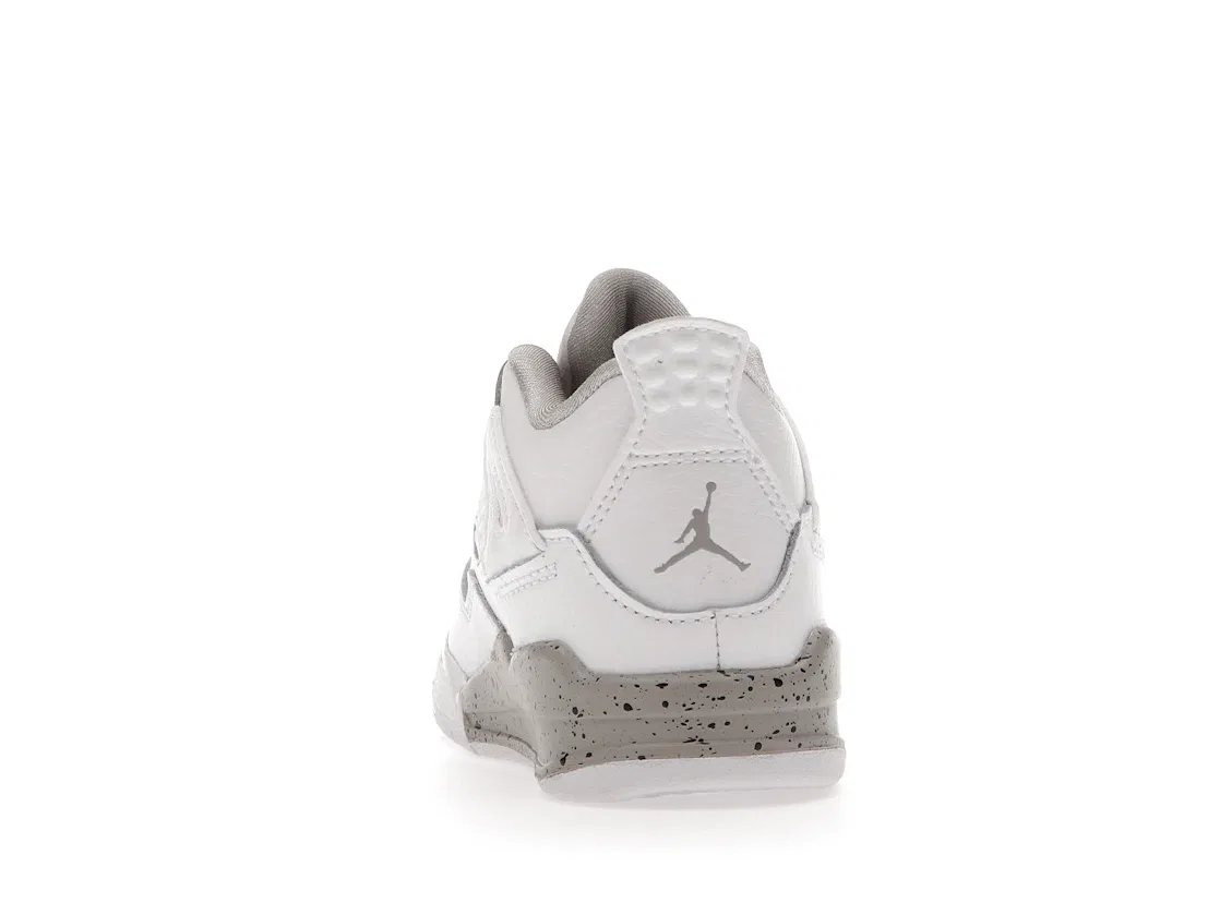 Детские кроссовки Lifestyle с белой замшевой кожей Jordan 4 Retro, White/Tech Grey-Black-Fire Red — фото 4