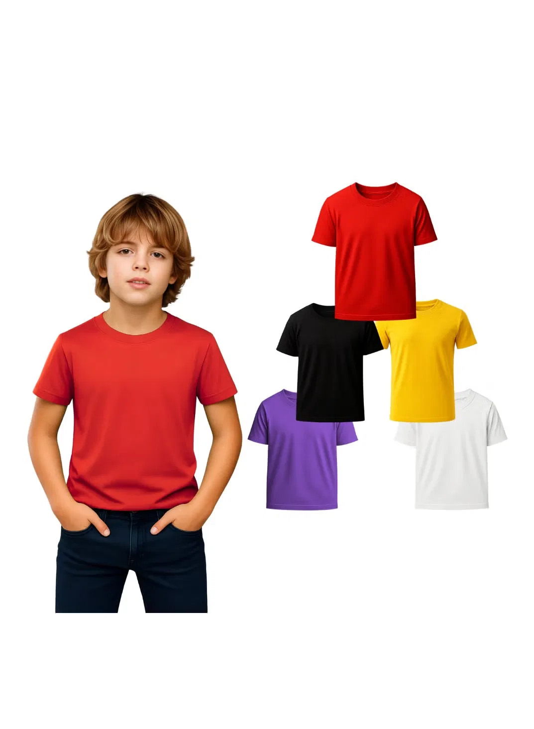 Комплект футболок с коротким рукавом, 5 штук, Printshop4Me, черный/желтый/красный/фиолетовый/белый