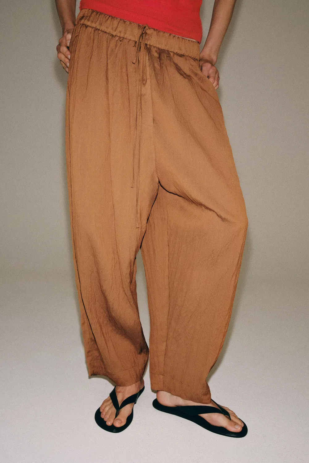Свободные брюки из коллекции ZW ZARA, Tobacco — фото 2
