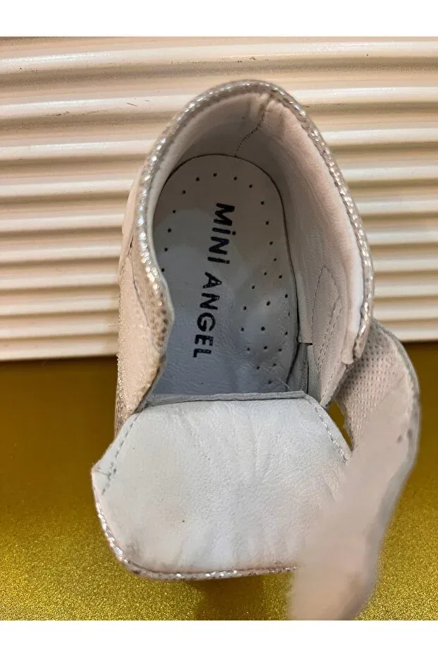Детские анатомические ботинки из кожи First step leather anatomical baby shoes Mini Angel, White — фото 4