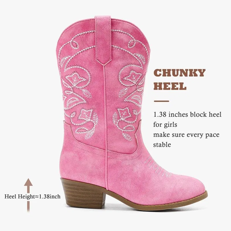 Детские сапоги для девочек с вышивкой Cowgirl Boots LAURMOSA, Pink — фото 4