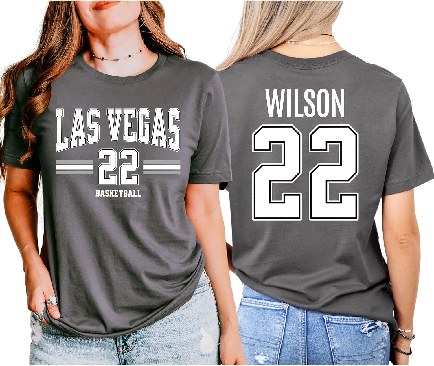 Футболка с ретро-принтом 22 Las Vegas Basketball, Asphalt