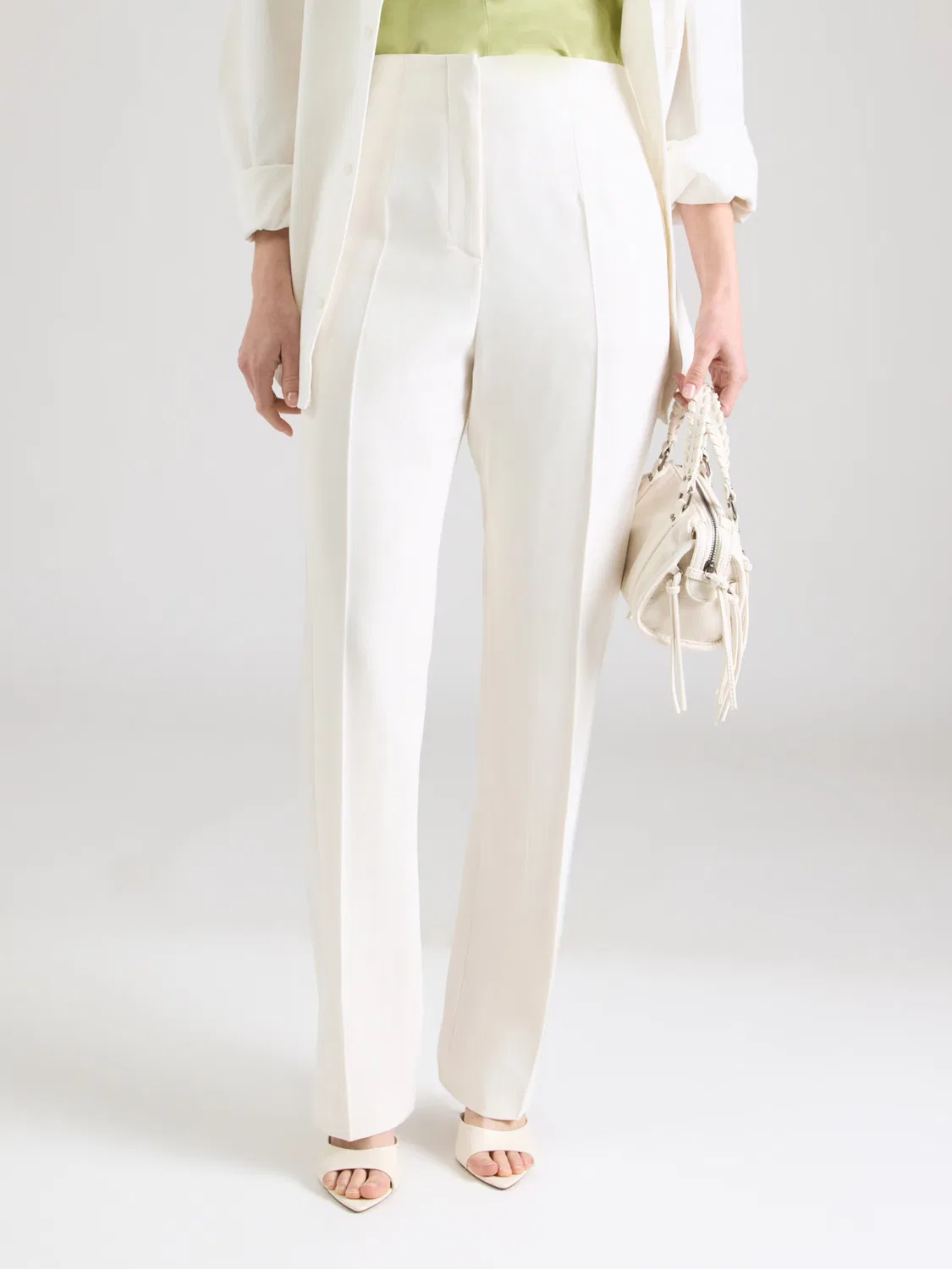 Брюки Boss Regular Pleated Pants Tanjana2 белого цвета — фото 3