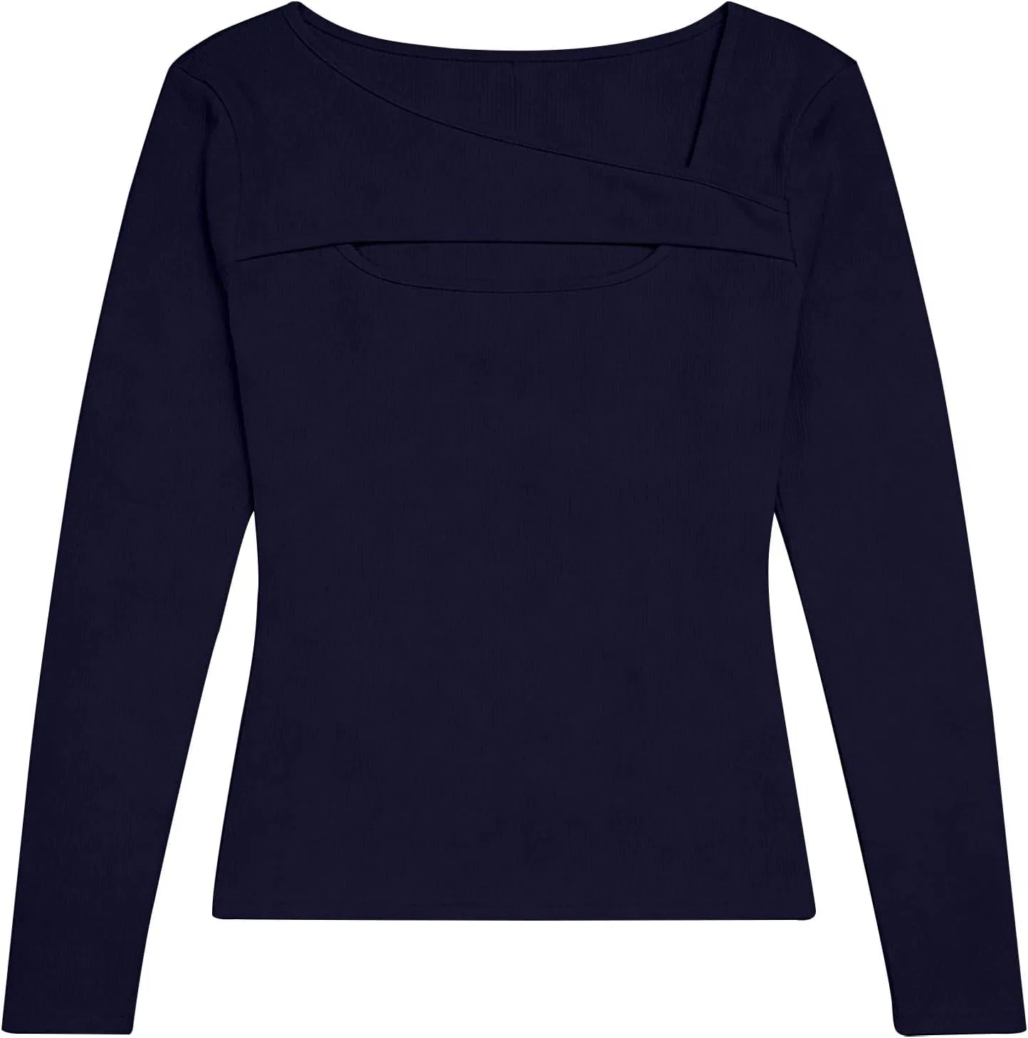 Женская облегающая футболка с вырезом Long Sleeve Cut Out, Navy — фото 3