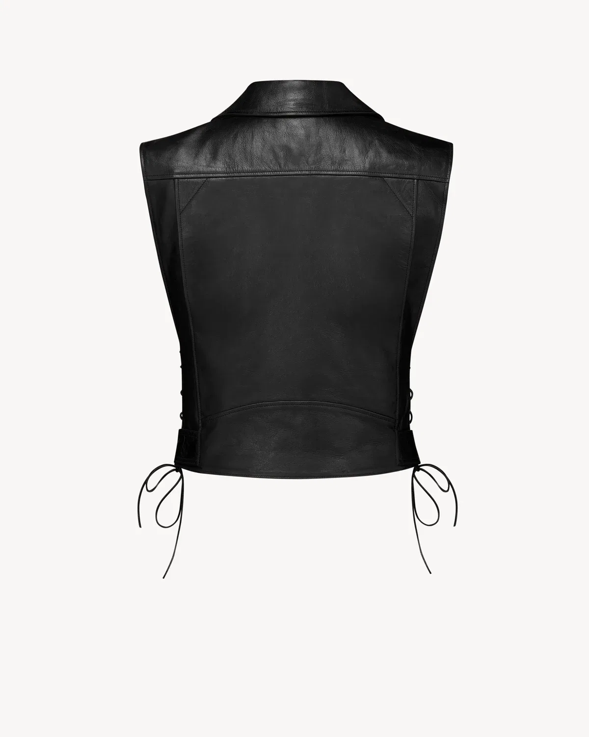 Косуха-жилетка из жатой кожи SAINT LAURENT, черный — фото 3