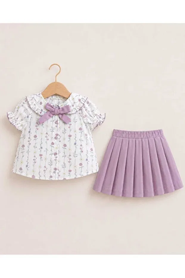 Детский комплект для девочек с цветочным принтом Kidsense, Lilac — фото 4