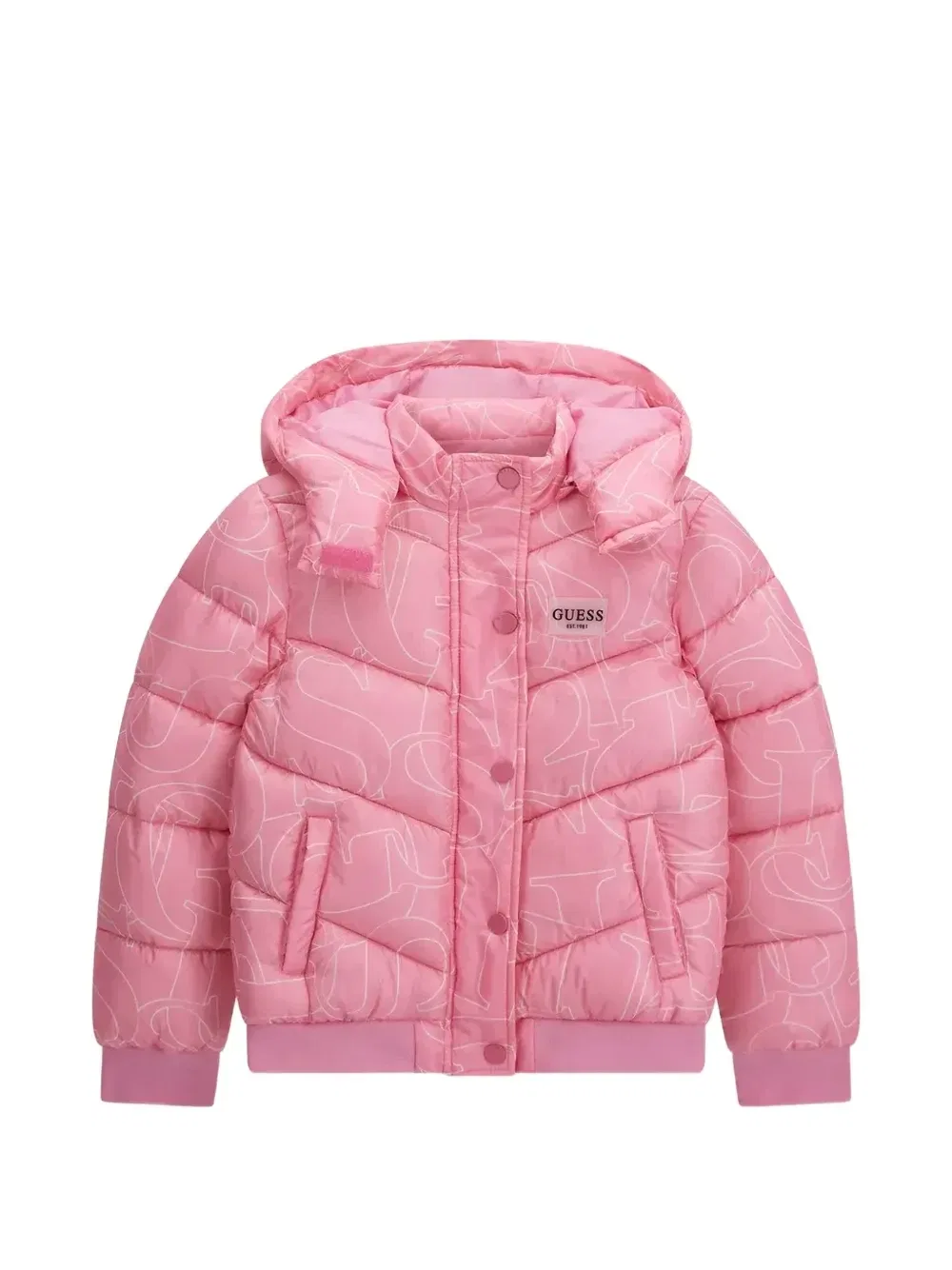 Утепленная куртка с принтом логотипа Guess Kids, розовый