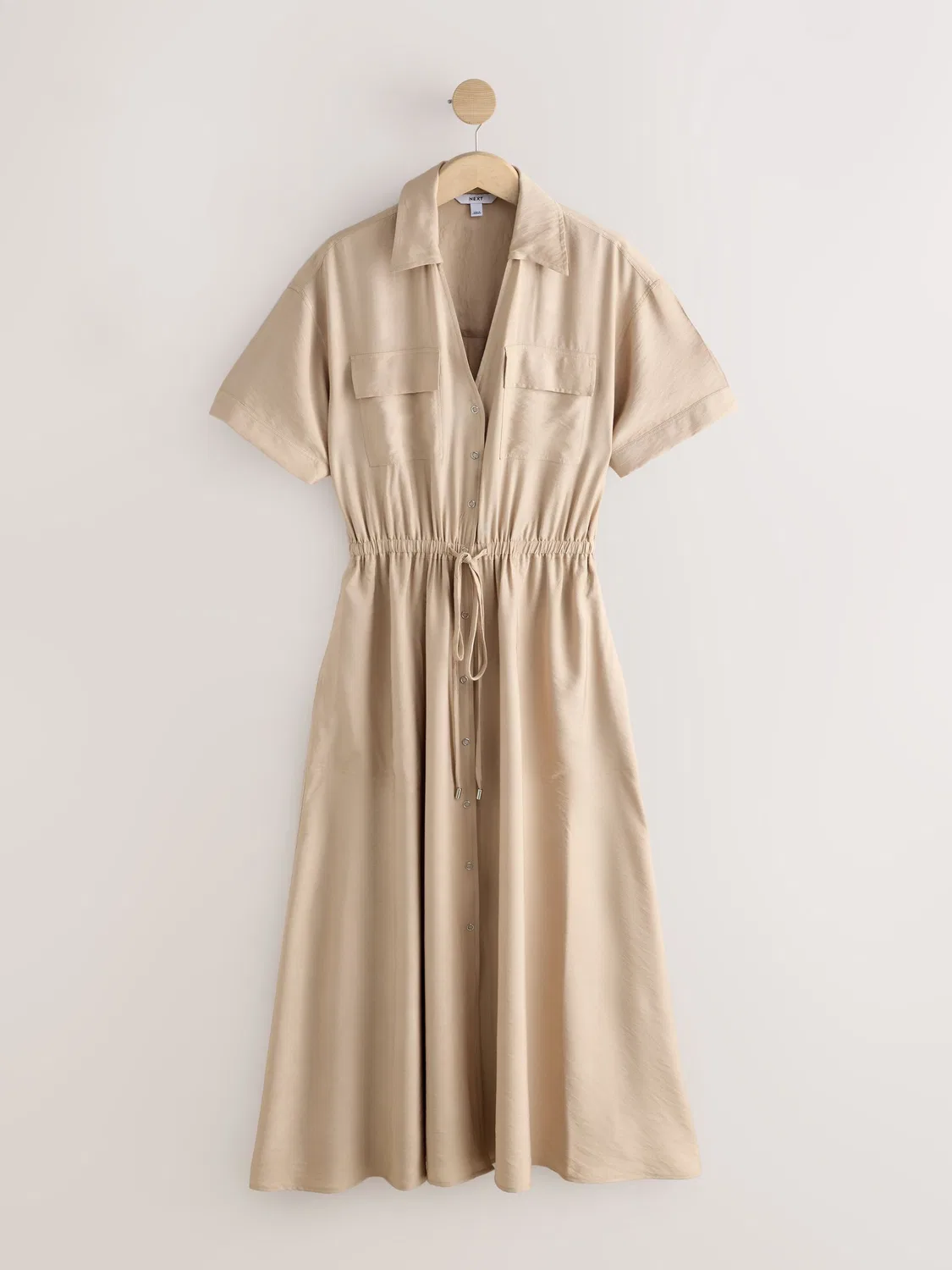 Платье миди повседневное Stone Short Sleeve Utility Midi Dress Next, каменный — фото 4