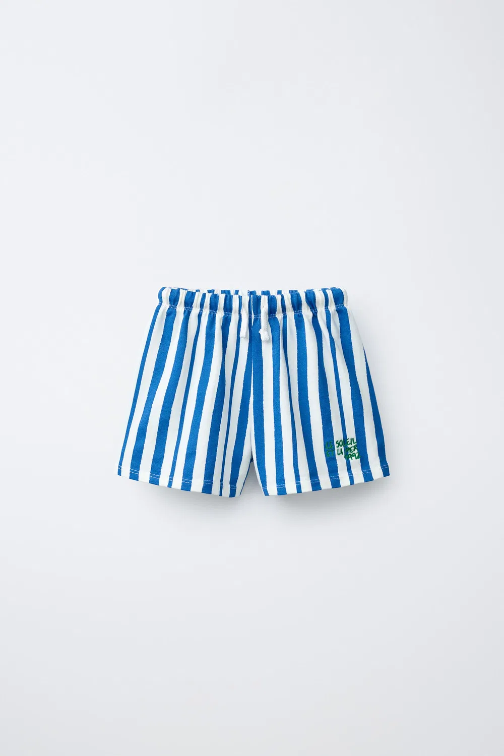 Полосатые бермудские шорты с вышитым текстом ZARA, Light Blue