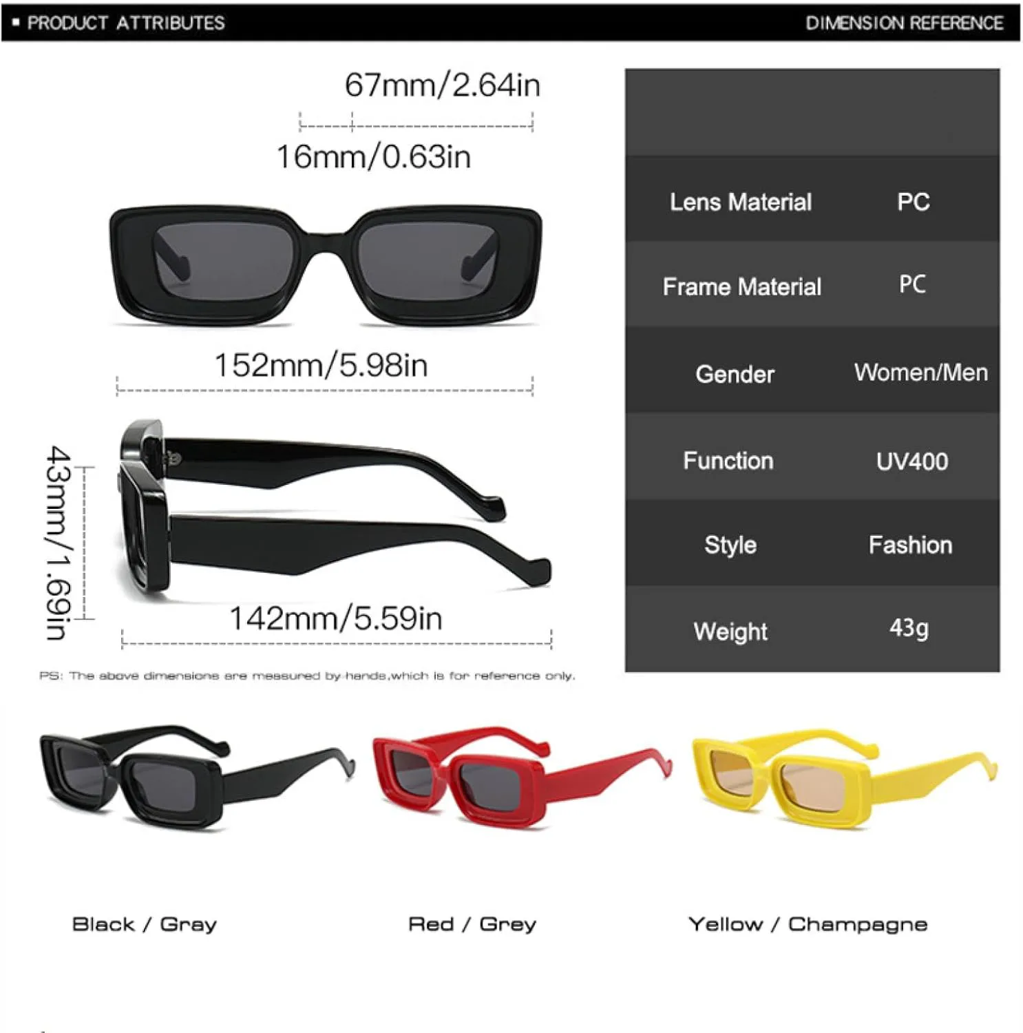 

Солнцезащитные очки прямоугольной формы для женщин конфетных цветов, винтажные мужские солнцезащитные очки в стиле панк цвета шампанского TVTBBVV, Blue Grey