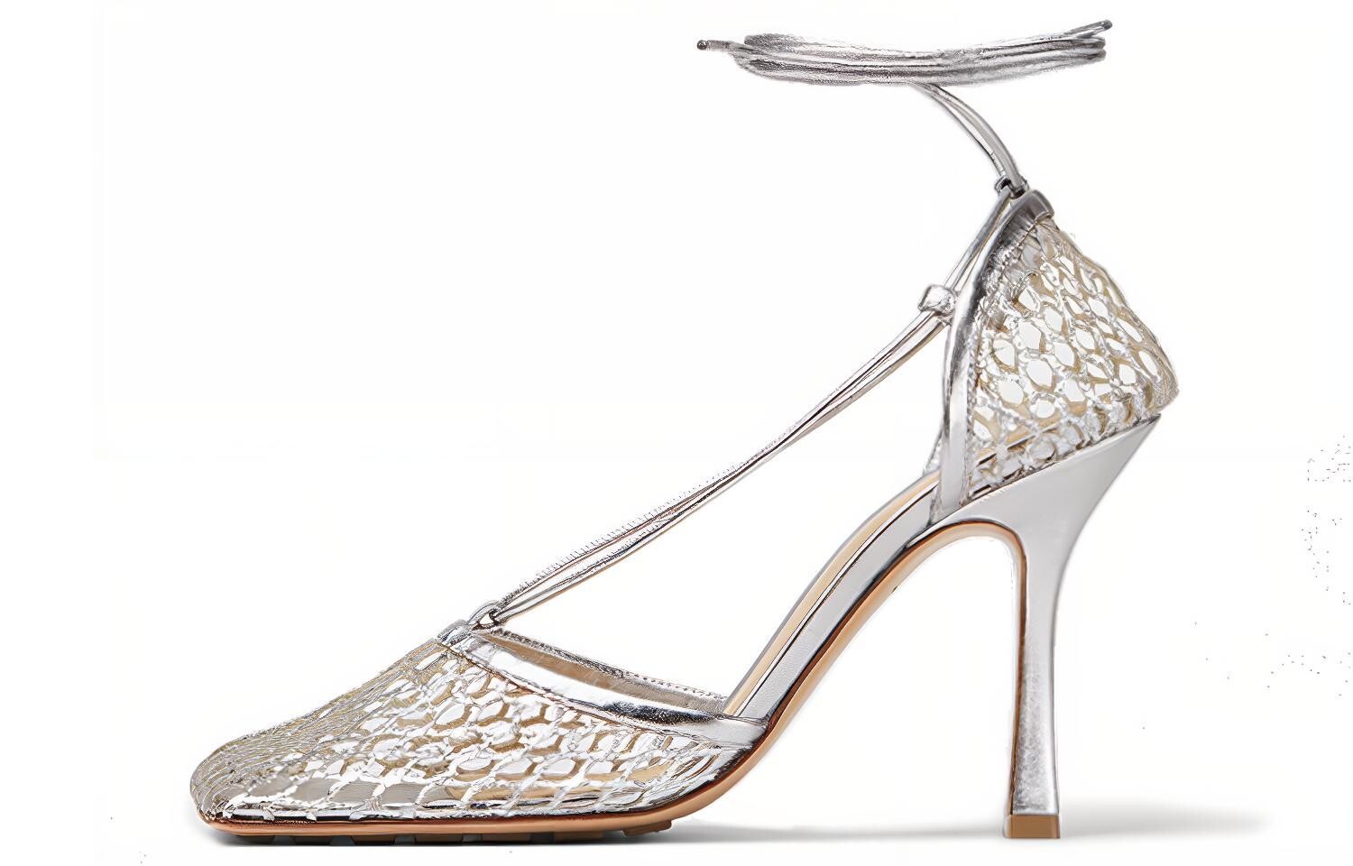 

Высокие каблуки женские серебристые Bottega Veneta