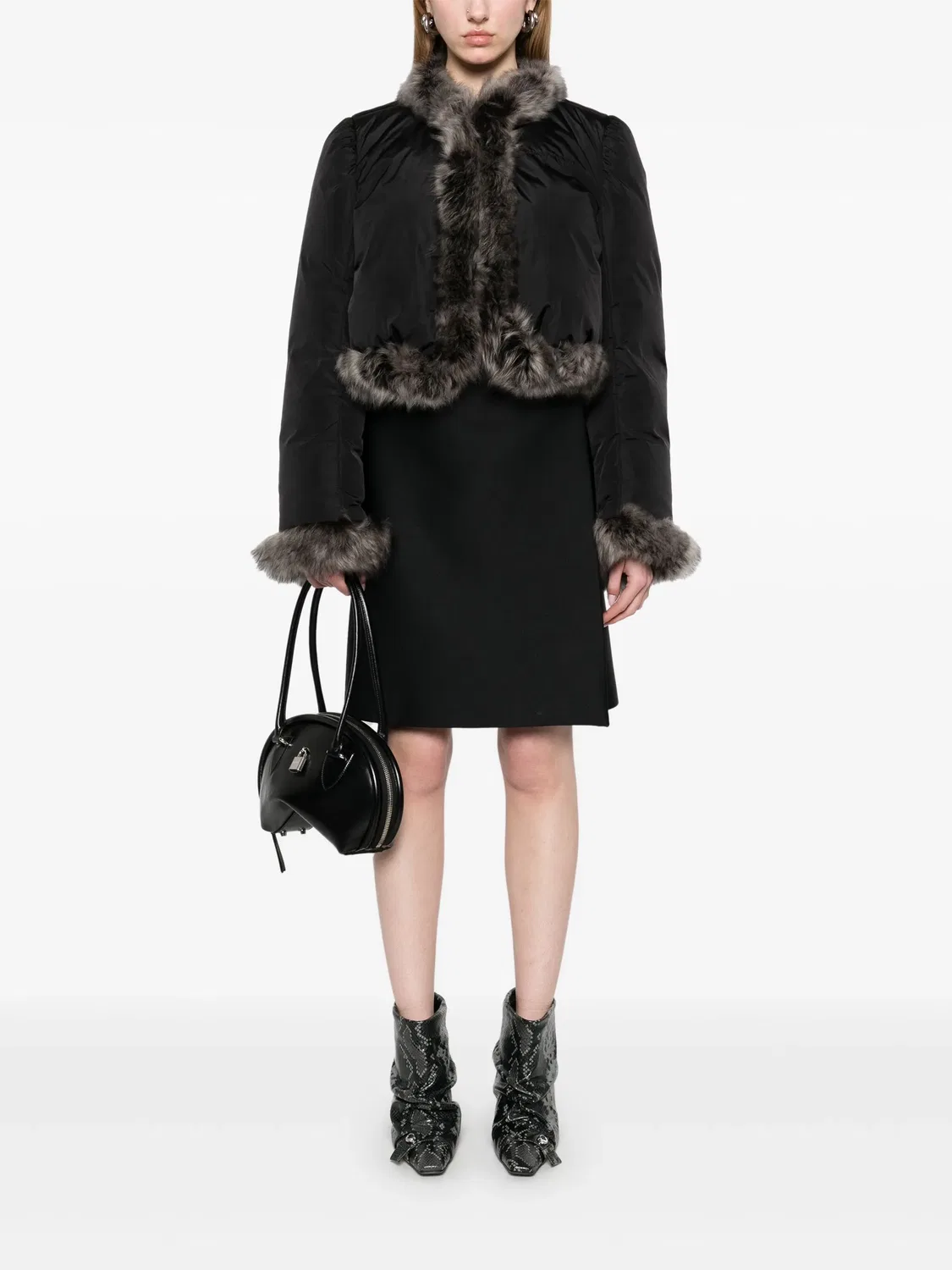 Пуховик с отделкой из искусственного меха Alexander Wang, черный — фото 4
