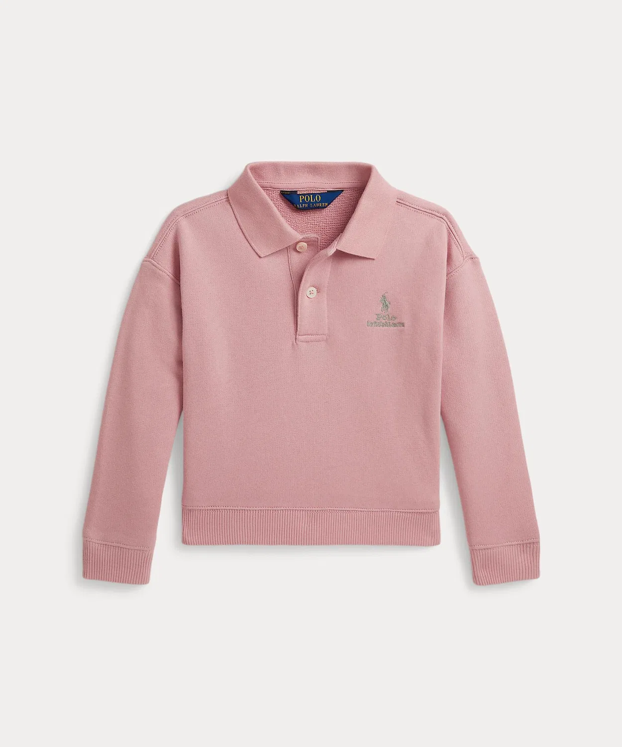 POLO RALPH LAUREN CHILDRENSWEAR Детский свитшот-поло с длинным рукавомс вышивкой Polo by Ralph Lauren, Pink