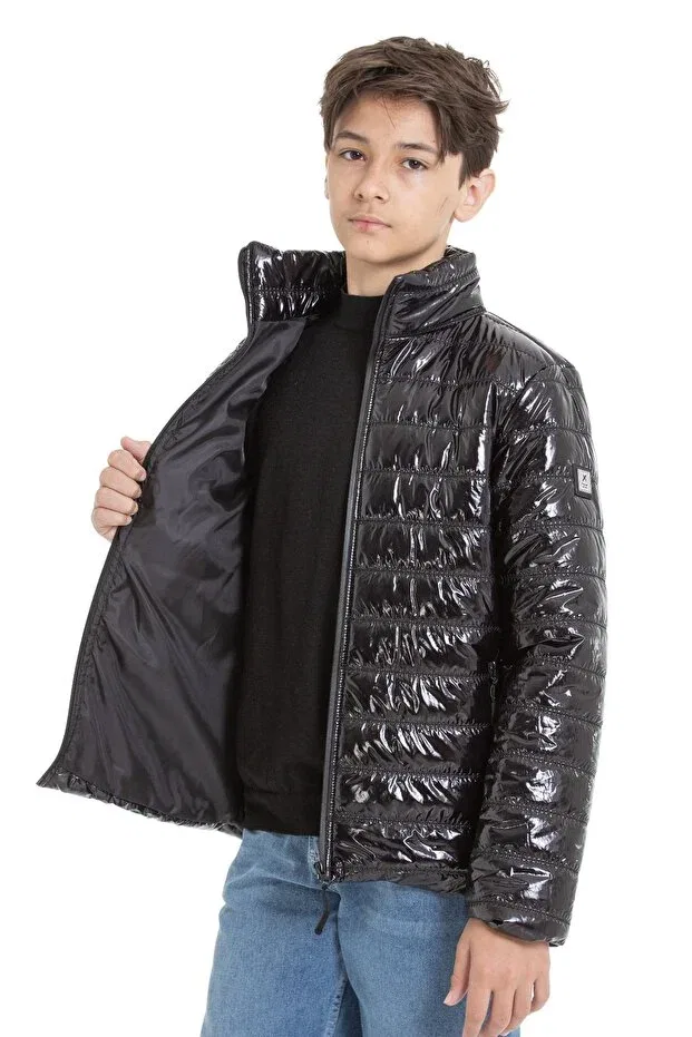 Детский пуховик для девочек с принтом Shiny Puffer Jacket Asyakids Club, Black — фото 4